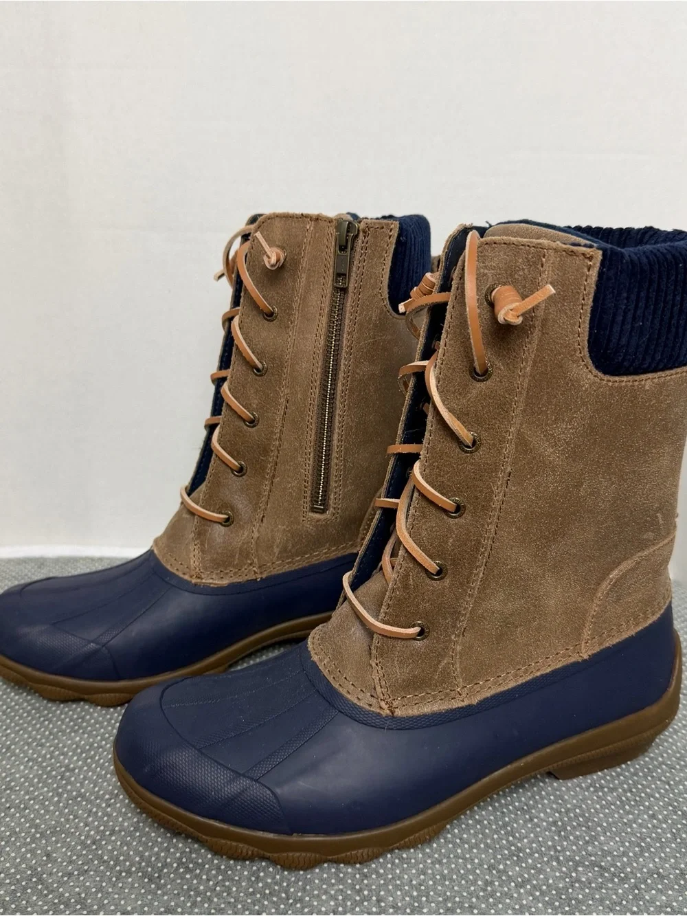 Sperry Navy and Brown Lace-Up Waterproof Winter Boots